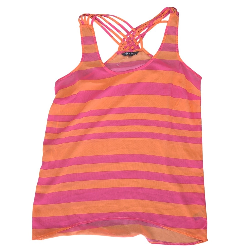 Y2K George Medium orange‎ Pink Strappy Tank Top